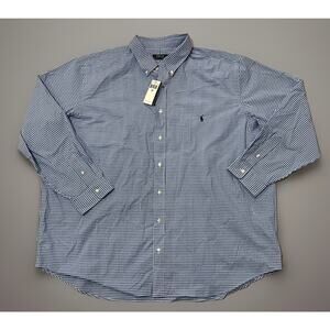 Polo Ralph Lauren Mens 3XB Blue Gingham Stretch Button Down Shirt $138 NEW NWT